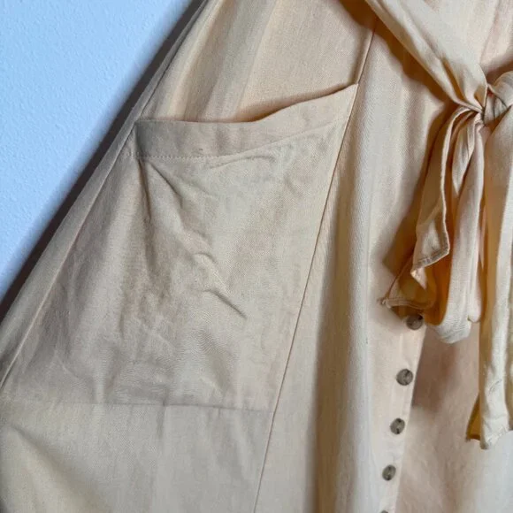 Gal Meets Glam | Vanessa Button-Down Linen Blend Dress in Butter Yellow - 2 - Picture 8 of 10